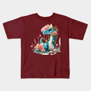 Cute floral trex dynosaur Kids T-Shirt